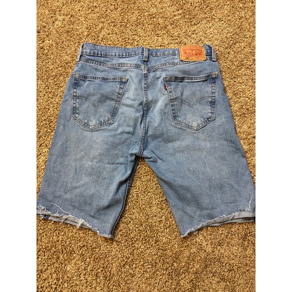 Levi's 505 Light Wash Cut Off Denim Shorts Jhorts Mens Size 34